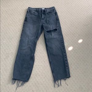 Topshop black denim straight leg jeans